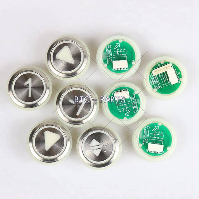 Elevator Push Button KM863050G069H072, KDS STD RND SURF RE SBS -2 Round Silver Brush Stainless Steel Use For Kone